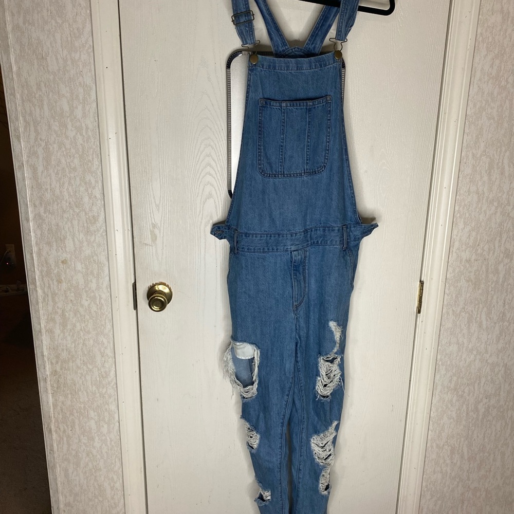 Mens Distressed Denim Overalls